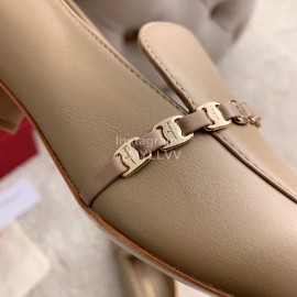 Salvatore Ferragamo Retro Soft Napa Leather Chain High Heels For Women Brown