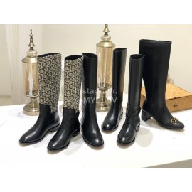 Ferragamo Fashion Cowhide Long Boots For Women Black
