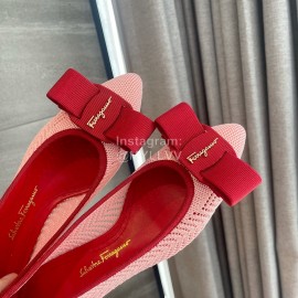 Ferragamo Fashion New Viva Bow Ballet Shoes For Women Red