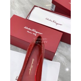 Ferragamo New Gancini Buckle Patent Leather High Heels For Women Red