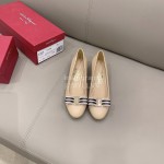 Ferragamo New Bow Sheepskin High Heels For Women Beige