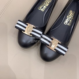 Ferragamo New Bow Sheepskin High Heels For Women Black