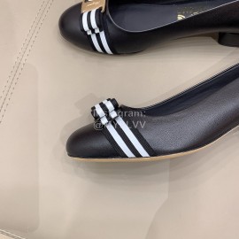 Ferragamo New Bow Sheepskin High Heels For Women Black