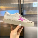 Golden Goose Calf Leather Casual Shoes For Men And Women Rose Red