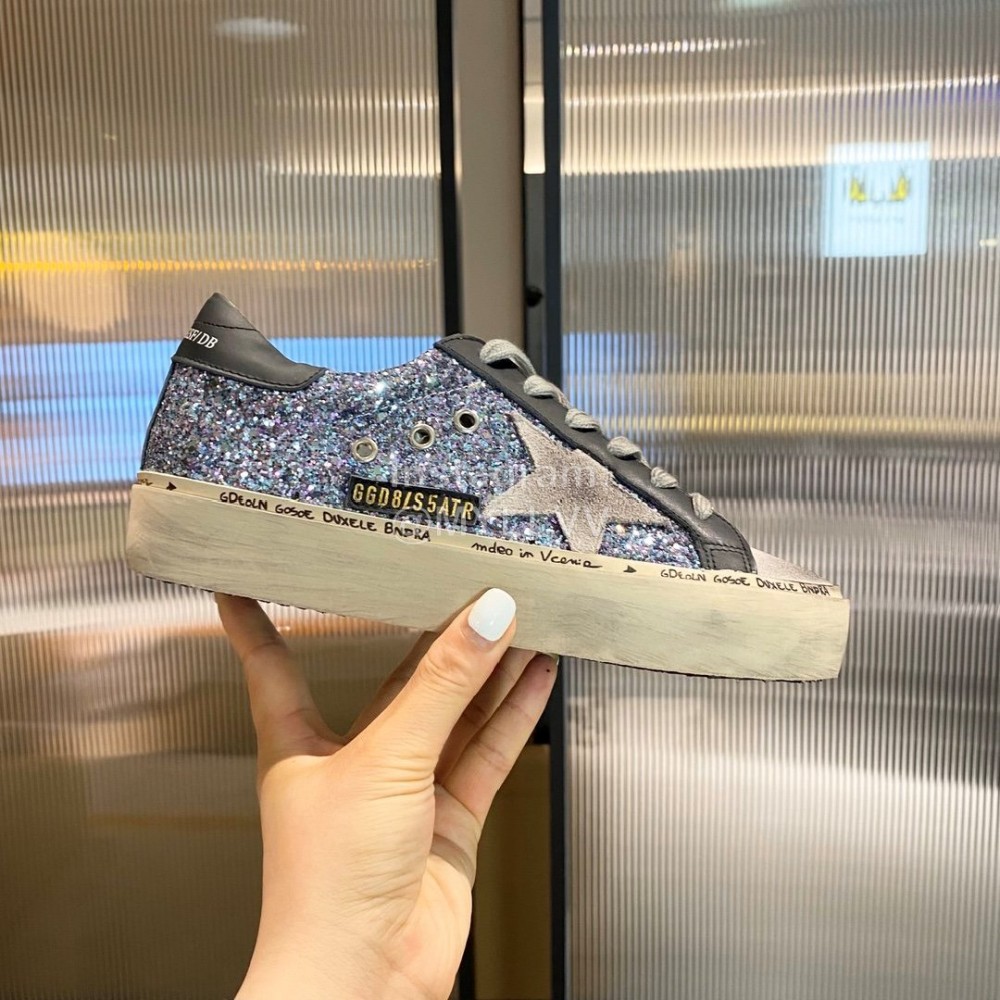 Golden Goose Calf Leather Casual Shoes For Men And Women Blue