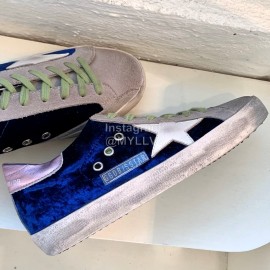 Golden Goose Calf Leather Blue Casual Shoes For Men And Women