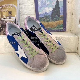 Golden Goose Calf Leather Blue Casual Shoes For Men And Women