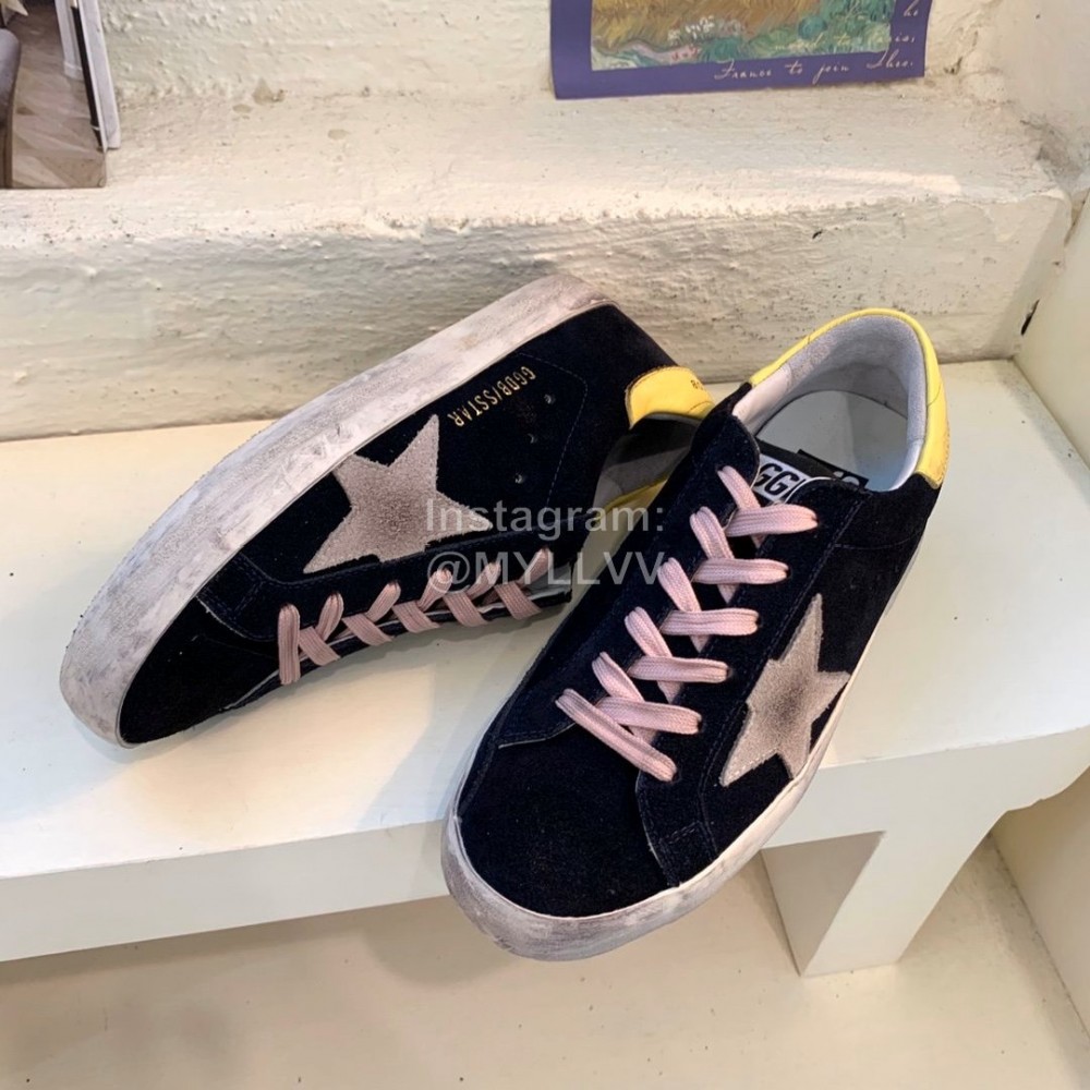 Golden Goose Calf Leather Casual Shoes For Men And Women Black