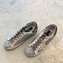 Golden Goose Calf Leather Casual Shoes For Men And Women Silver