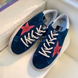 Golden Goose Calf Leather Casual Shoes For Men And Women Dark Blue
