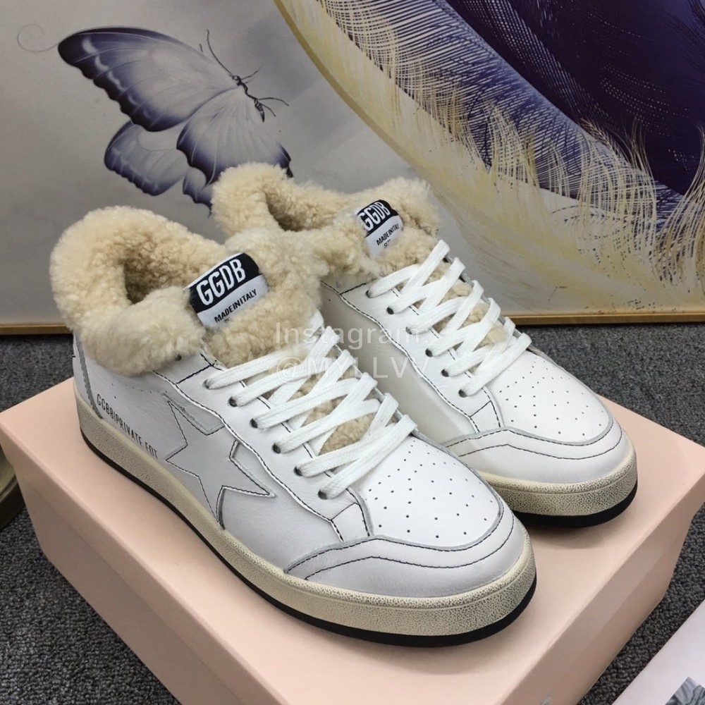 Golden Goose Winter Calf Lamb Wool Casual Shoes For Women White