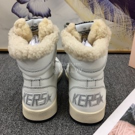 Golden Goose Winter Calf Lamb Wool High Top Casual Shoes For Women White