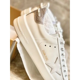 Golden Goose Thick Soled Calf Leather Casual Shoes For Women Silver
