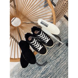 Golden Goose Winter New Lamb Wool Black Calf Leather Casual Shoes For Women 