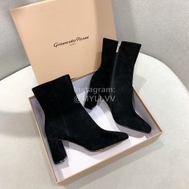 Gianvito Rossi Fashion Black Sheepskin High Heel Short Boots For Women 