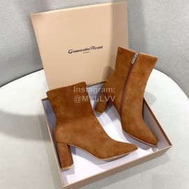 Gianvito Rossi Fashion Brown Sheepskin High Heel Short Boots For Women 
