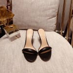 Gianvito Rossi Summer Leather High Heeled Slippers For Women Black