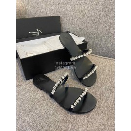 Giuseppe Zanotti New Summer Leather Black Slippers For Women 