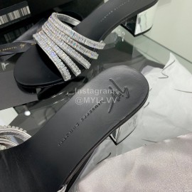Giuseppe Zanotti Simple Sheepskin Diamond High Heel Slippers For Women Black