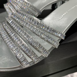 Giuseppe Zanotti Simple Sheepskin Diamond High Heel Slippers For Women Silver