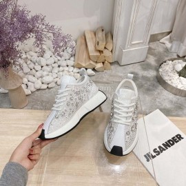 Giuseppe Zanotti Diamond Cowhide Thick Soled Sneakers For Women White