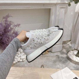 Giuseppe Zanotti Diamond Cowhide Thick Soled Sneakers For Women White