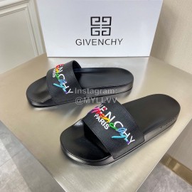 Givenchy Embroidery Logo Leather Slippers For Men And Women Black