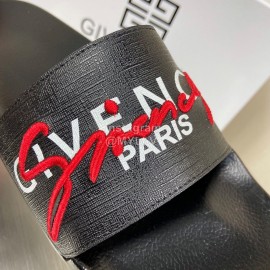 Givenchy Embroidery Logo Black Leather Slippers For Men And Women