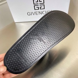 Givenchy Embroidery Logo Black Leather Slippers For Men And Women