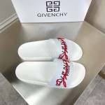 Givenchy Embroidery Logo White Leather Slippers For Men And Women
