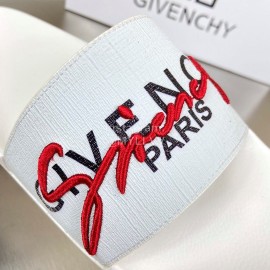 Givenchy Embroidery Logo White Leather Slippers For Men And Women