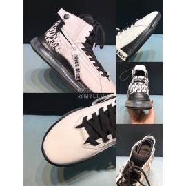 Givenchy Leather Elastic Cloth Air Cushion High Top Sneakers For Men White