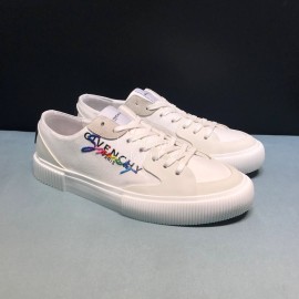 Givenchy Fashion White Embroidered Canvas Casual Shoes For Men