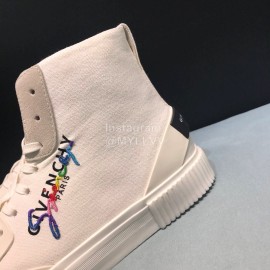 Givenchy Fashion Letter Embroidery High Top Canvas Shoes For Men White