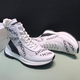Givenchy Nylon Leather High Top Sneakers For Men White