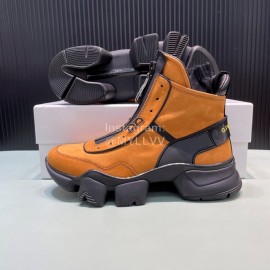 Givenchy Nylon Leather High Top Thick Soled Sneakers For Men Orange