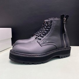 Givenchy Black Calf Leather Lace Up Boots For Men