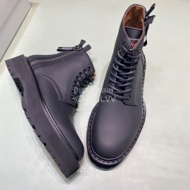 Givenchy Black Calf Leather Lace Up Boots For Men