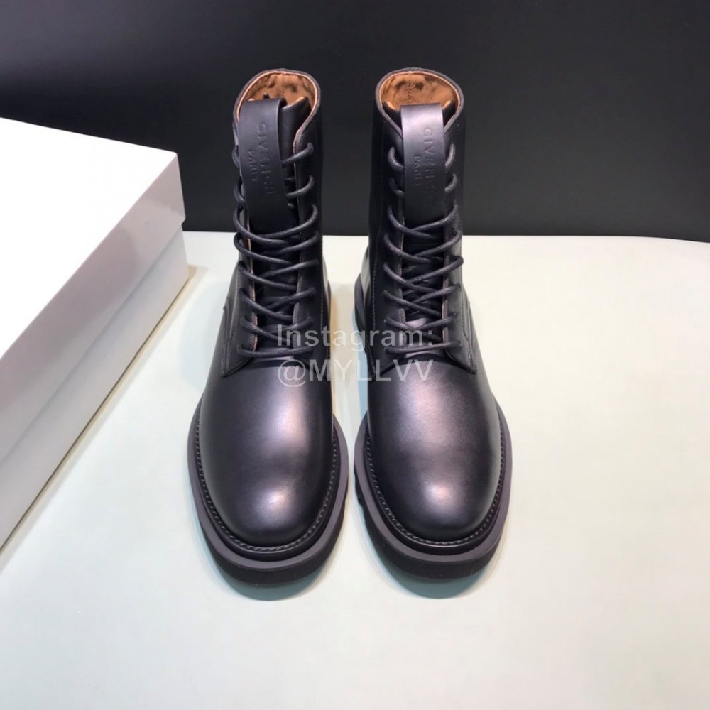 Givenchy Black Smooth Calf Leather Lace Up Boots For Men