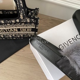 Givenchy Autumn Winter Soft Mink Hair Flat Heel Slippers For Women Gray