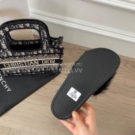 Givenchy Autumn Winter Soft Mink Hair Flat Heel Slippers For Women Black
