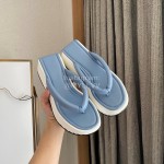 Givenchy Sheepskin Flip Flops With Thick Bottom For Women Blue