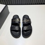 Gucci Cowhide Embossed Slippers For Men Black