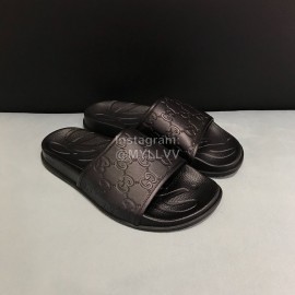 Gucci Black Embossed Leather Slippers For Men
