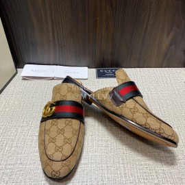 Gucci Webbing Canvas GG Buckle Scandals For Men Apricot