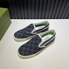 Gucci Vintage Casual Canvas Shoes For Men And Women Navy