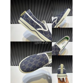 Gucci Vintage Casual Canvas Shoes For Men And Women Navy