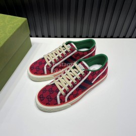 Gucci Vintage Lace Up Canvas Shoes For Men And Women Red