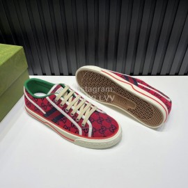 Gucci Vintage Lace Up Canvas Shoes For Men And Women Red