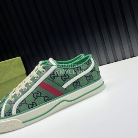 Gucci Vintage Lace Up Canvas Shoes For Men And Women Green